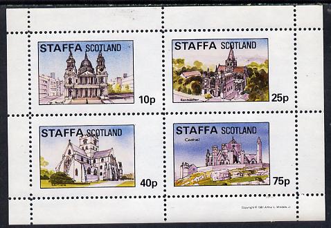 Staffa 1981 Cathedrals (St Pauls, Rochester, Carlisle & Cashel) perf  set of 4 values (10p to 75p) unmounted mint, stamps on churches      cathedrals