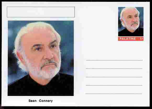 Palatine (Fantasy) Personalities - Sean Connery (actor) postal stationery card unused and fine, stamps on personalities, stamps on films, stamps on cinema, stamps on movies, stamps on scots, stamps on scotland