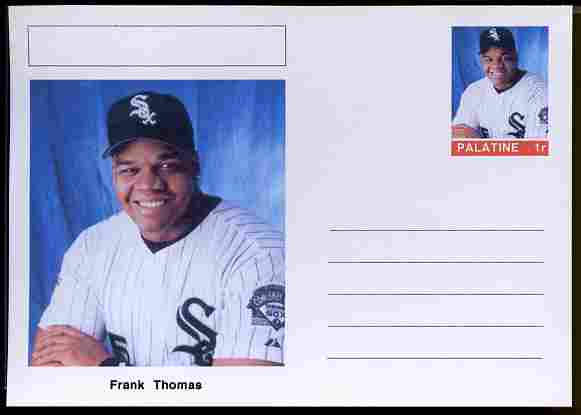 Palatine (Fantasy) Personalities - Frank Thomas (baseball) postal stationery card unused and fine, stamps on personalities, stamps on sport, stamps on baseball