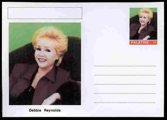 Palatine (Fantasy) Personalities - Debbie Reynolds (actress) postal stationery card unused and fine, stamps on personalities, stamps on films, stamps on movies, stamps on cinema, stamps on women
