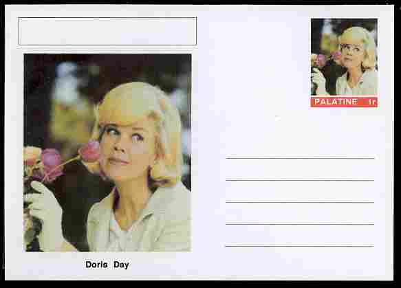 Palatine (Fantasy) Personalities - Doris Day (actress) postal stationery card unused and fine, stamps on personalities, stamps on films, stamps on movies, stamps on cinema, stamps on women, stamps on music