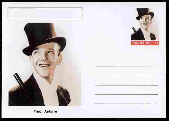Palatine (Fantasy) Personalities - Fred Astaire (actor) postal stationery card unused and fine, stamps on personalities, stamps on films, stamps on movies, stamps on cinema, stamps on dance, stamps on dancing