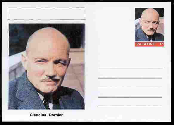 Palatine (Fantasy) Personalities - Claudius Dornier (aviation pioneer) postal stationery card unused and fine, stamps on personalities, stamps on aviation, stamps on 