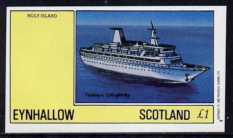 Eynhallow 1982 Ships (Golden Odyssey) imperf souvenir sheet (Â£1 value) unmounted mint, stamps on , stamps on  stamps on ships