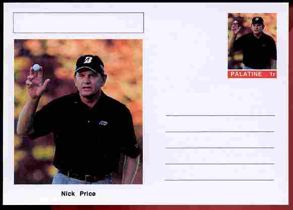 Palatine (Fantasy) Personalities - Nick Price (golf) postal stationery card unused and fine, stamps on personalities, stamps on sport, stamps on golf, stamps on 