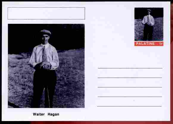 Palatine (Fantasy) Personalities - Walter Hagan (golf) postal stationery card unused and fine, stamps on personalities, stamps on sport, stamps on golf, stamps on 