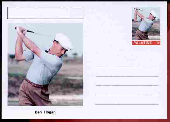 Palatine (Fantasy) Personalities - Ben Hogan (golf) postal stationery card unused and fine, stamps on personalities, stamps on sport, stamps on golf, stamps on 