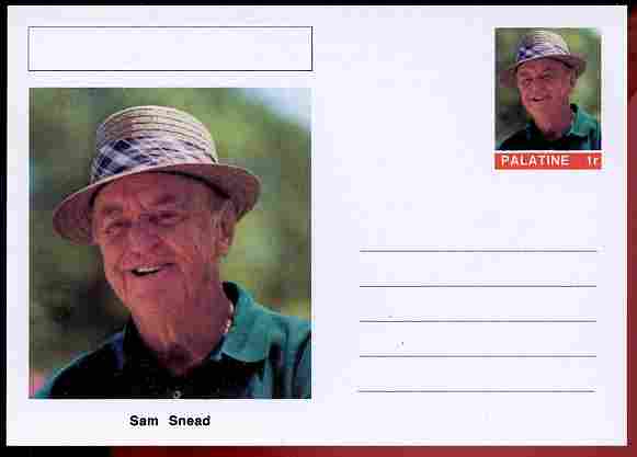 Palatine (Fantasy) Personalities - Sam Snead (golf) postal stationery card unused and fine, stamps on , stamps on  stamps on personalities, stamps on  stamps on sport, stamps on  stamps on golf, stamps on  stamps on 