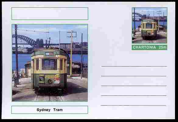 Chartonia (Fantasy) Buses & Trams - Sydney Tram postal stationery card unused and fine, stamps on transport, stamps on trams, stamps on 