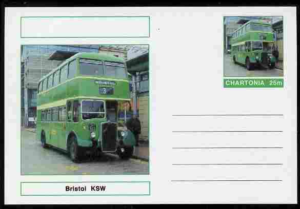 Chartonia (Fantasy) Buses & Trams - Bristol KSW Bus postal stationery card unused and fine, stamps on transport, stamps on buses