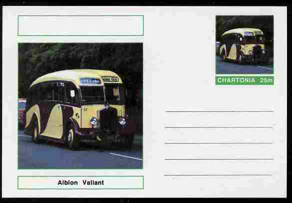 Chartonia (Fantasy) Buses & Trams - Albion Valiant postal stationery card unused and fine, stamps on transport, stamps on buses