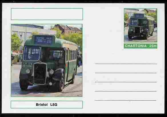 Chartonia (Fantasy) Buses & Trams - Bristol L5G Bus postal stationery card unused and fine, stamps on transport, stamps on buses