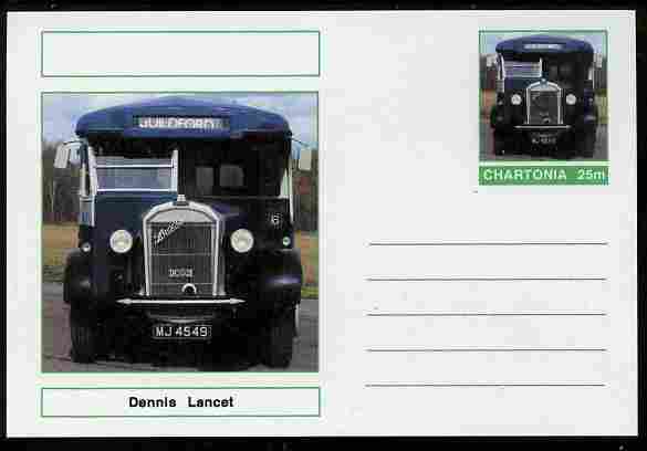 Chartonia (Fantasy) Buses & Trams - Dennis Lancet postal stationery card unused and fine, stamps on transport, stamps on buses