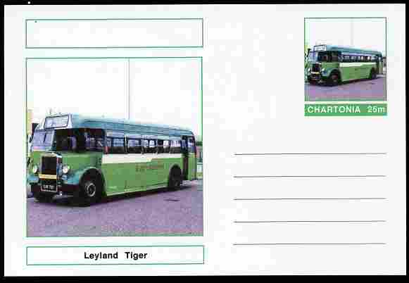 Chartonia (Fantasy) Buses & Trams - Leyland Tiger Bus postal stationery card unused and fine, stamps on transport, stamps on buses