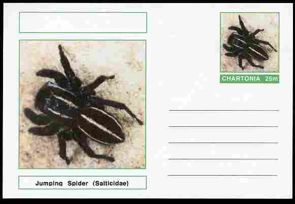 Chartonia (Fantasy) Aracnids - Jumping Spider (Salticidae) postal stationery card unused and fine, stamps on insects, stamps on spiders
