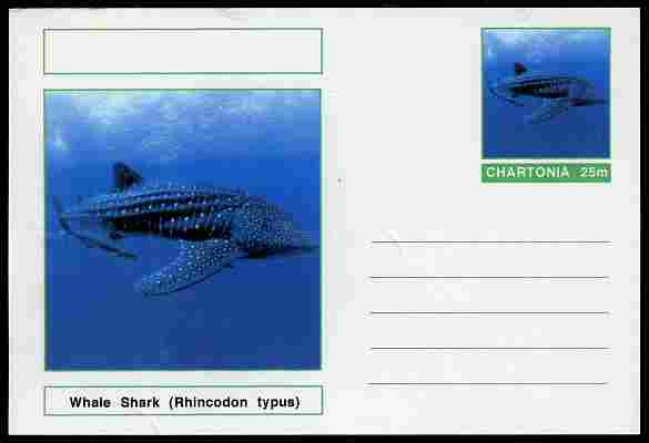 Chartonia (Fantasy) Fish - Whale Shark (Rhincodon typus) postal stationery card unused and fine, stamps on , stamps on  stamps on fish, stamps on  stamps on sharks