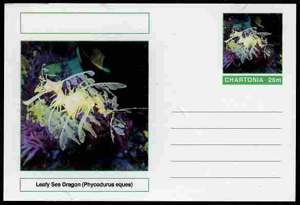 Chartonia (Fantasy) Fish - Leafy Sea Dragon (Phycodurus eques) postal stationery card unused and fine, stamps on , stamps on  stamps on fish, stamps on  stamps on 