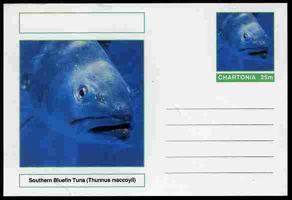 Chartonia (Fantasy) Fish - Southern Bluefin Tuna (Thunnus maccoyii) postal stationery card unused and fine, stamps on fish, stamps on 
