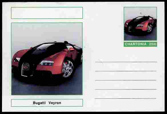 Chartonia (Fantasy) Cars - 2009 Bugatti Veyron postal stationery card unused and fine, stamps on transport, stamps on cars, stamps on 