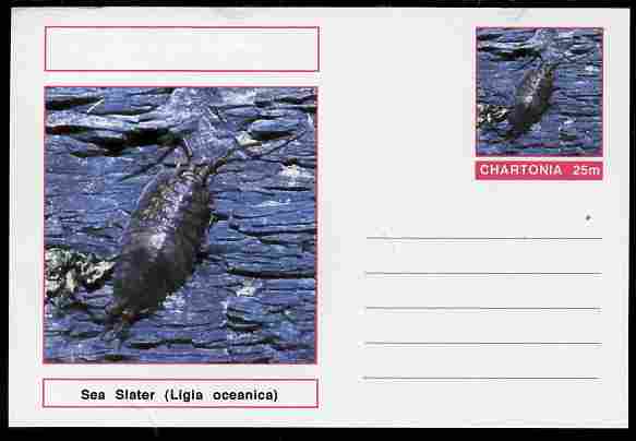 Chartonia (Fantasy) Marine Life - Sea Slater (Ligia oceanica) postal stationery card unused and fine, stamps on marine life, stamps on 