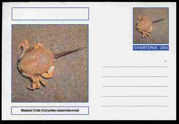 Chartonia (Fantasy) Marine Life - Masked Crab (Corystes cassivelaunus) postal stationery card unused and fine, stamps on marine life, stamps on 