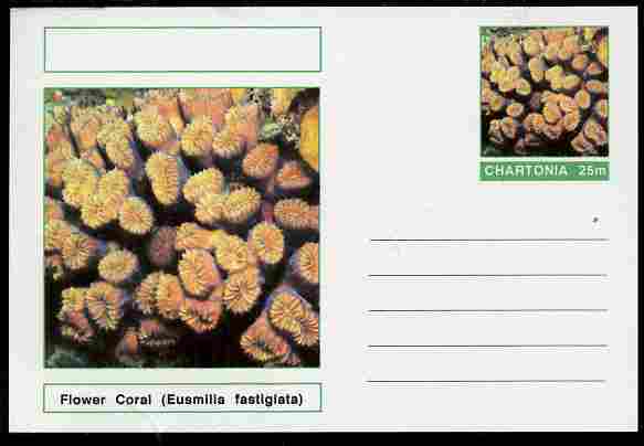Chartonia (Fantasy) Coral - Flower Coral (Eusmilia fastigiata) postal stationery card unused and fine, stamps on , stamps on  stamps on marine life, stamps on  stamps on coral