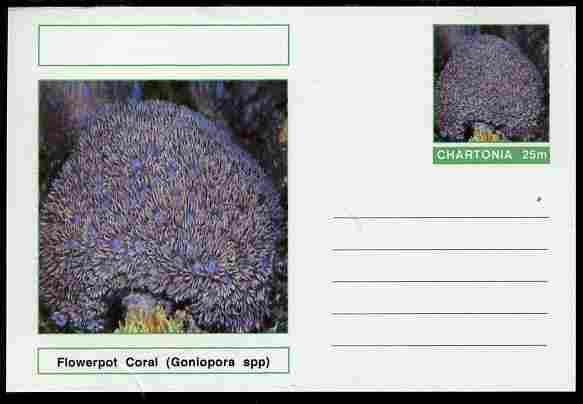 Chartonia (Fantasy) Coral - Flowerpot Coral (Goniopora spp) postal stationery card unused and fine, stamps on marine life, stamps on coral