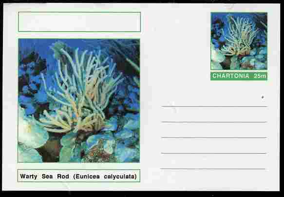 Chartonia (Fantasy) Coral - Warty Sea Rod (Eunicea calyculata) postal stationery card unused and fine, stamps on marine life, stamps on coral