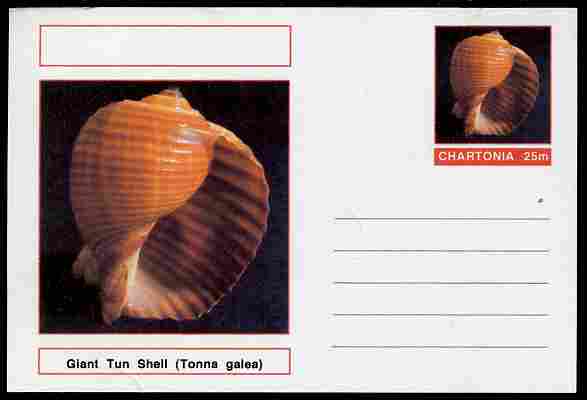 Chartonia (Fantasy) Shells - Giant Tun Shell (Tonna galea) postal stationery card unused and fine, stamps on marine life, stamps on shells