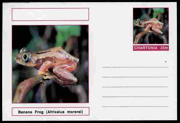 Chartonia (Fantasy) Amphibians - Banana Frog (Afrixalus morerei) postal stationery card unused and fine, stamps on amphibians, stamps on frogs, stamps on toads