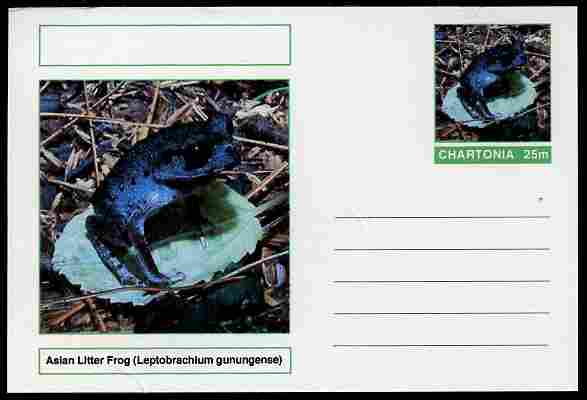Chartonia (Fantasy) Amphibians - Asian Litter Frog (Leptobrachium gunungense) postal stationery card unused and fine, stamps on amphibians, stamps on frogs, stamps on toads