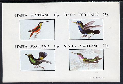 Staffa 1981 Hummingbirds #02 imperf,set of 4 values (10p to 75p) unmounted mint , stamps on birds, stamps on humming-birds, stamps on hummingbirds