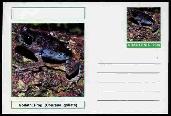 Chartonia (Fantasy) Amphibians - Goliath Frog (Conraua goliath) postal stationery card unused and fine, stamps on amphibians, stamps on frogs, stamps on toads