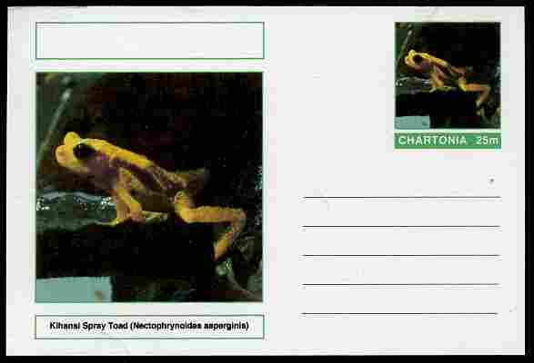 Chartonia (Fantasy) Amphibians - Kihansi Spray Toad (Nectophrynoides asperginis) postal stationery card unused and fine, stamps on , stamps on  stamps on amphibians, stamps on  stamps on frogs, stamps on  stamps on toads