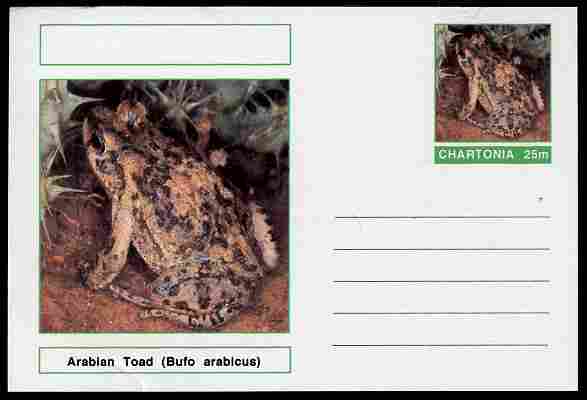 Chartonia (Fantasy) Amphibians - Arabian Toad (Bufo arabicus) postal stationery card unused and fine, stamps on , stamps on  stamps on amphibians, stamps on  stamps on frogs, stamps on  stamps on toads