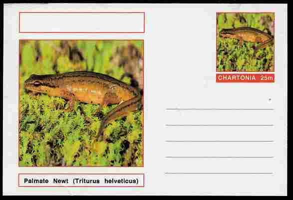 Chartonia (Fantasy) Amphibians - Palmate Newt (Triturus helveticus) postal stationery card unused and fine, stamps on , stamps on  stamps on amphibians, stamps on  stamps on newts