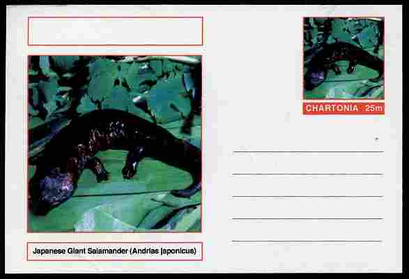 Chartonia (Fantasy) Amphibians - Japanese Giant Salamander (Andrias japonicus) postal stationery card unused and fine, stamps on amphibians, stamps on salamanders