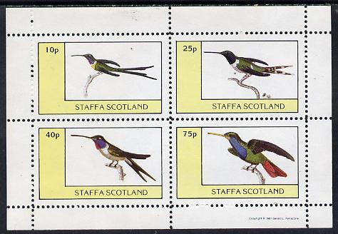Staffa 1981 Hummingbirds #04 perf,set of 4 values unmounted mint (10p to 75p), stamps on birds, stamps on humming-birds, stamps on hummingbirds