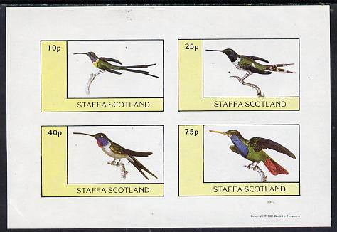 Staffa 1981 Hummingbirds #04 imperf,set of 4 values unmounted mint (10p to 75p) , stamps on birds, stamps on humming-birds, stamps on hummingbirds