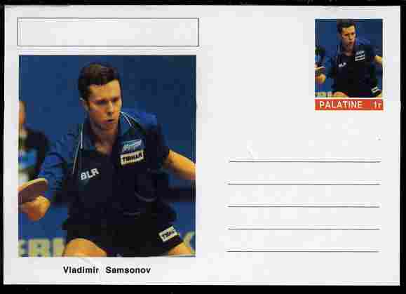 Palatine (Fantasy) Personalities - Vladimir Samsonov (table tennis) postal stationery card unused and fine, stamps on personalities, stamps on sport, stamps on table tennis