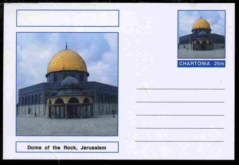 Chartonia (Fantasy) Landmarks - Dome of the Rock, Jerusalem postal stationery card unused and fine, stamps on tourism, stamps on religion, stamps on judaica, stamps on judaism