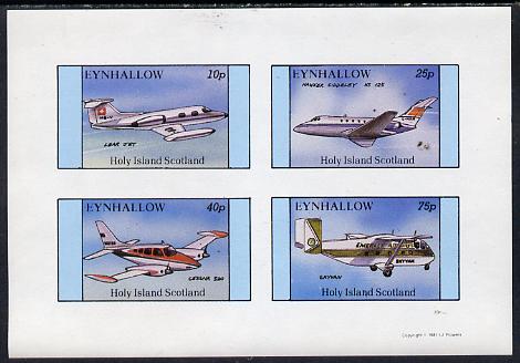 Eynhallow 1981 Aircraft #1 (Lear Jet, Hawker Siddley, Cessna 320 & Skyvan) imperf  set of 4 values (10p to 75p) unmounted mint, stamps on aviation