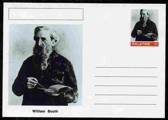 Palatine (Fantasy) Personalities - William Booth (Salvation Army) postal stationery card unused and fine, stamps on personalities, stamps on salvation army, stamps on 