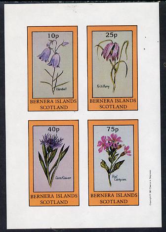 Bernera 1981 Flowers #01 (Harebell, Fritillary, Cornflower & Red Campion) imperf  set of 4 values (10p to 75p) unmounted mint, stamps on flowers