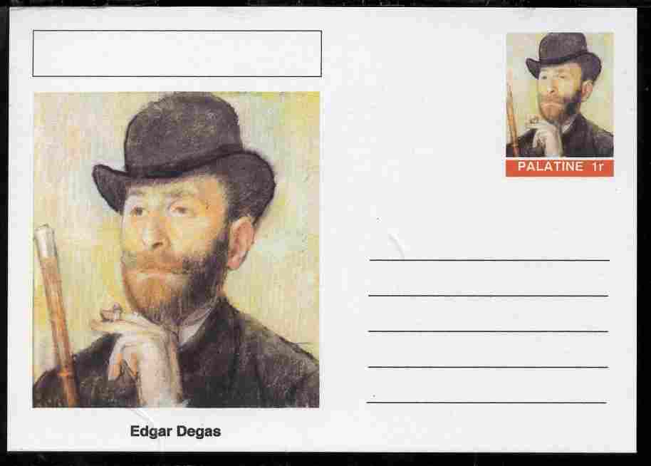 Palatine (Fantasy) Personalities - Edgar Degas postal stationery card unused and fine, stamps on personalities, stamps on arts, stamps on degas