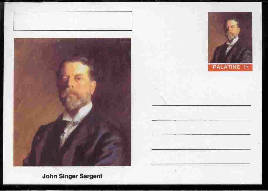 Palatine (Fantasy) Personalities - John Singer Sargent postal stationery card unused and fine, stamps on personalities, stamps on arts, stamps on sargent