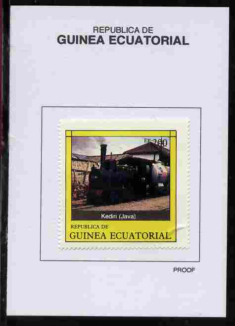 Equatorial Guinea 1977 Locomotives 200EK Kediri (Java) proof in issued colours mounted on small card - as Michel 1152, stamps on , stamps on  stamps on railways