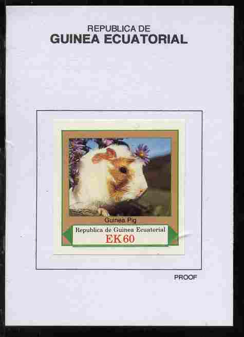 Equatorial Guinea 1977 European Animals 60EK Guinea Pig proof in issued colours mounted on small card - as Michel 1143, stamps on , stamps on  stamps on animals, stamps on  stamps on guinea pigs