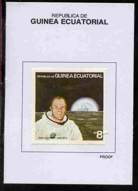 Equatorial Guinea 1978 USA Astronauts 8EK John Glenn proof in issued colours mounted on small card - as Michel 1414, stamps on space, stamps on personalities