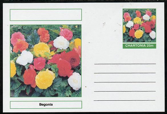 Chartonia (Fantasy) Flowers - Begonia postal stationery card unused and fine, stamps on flowers